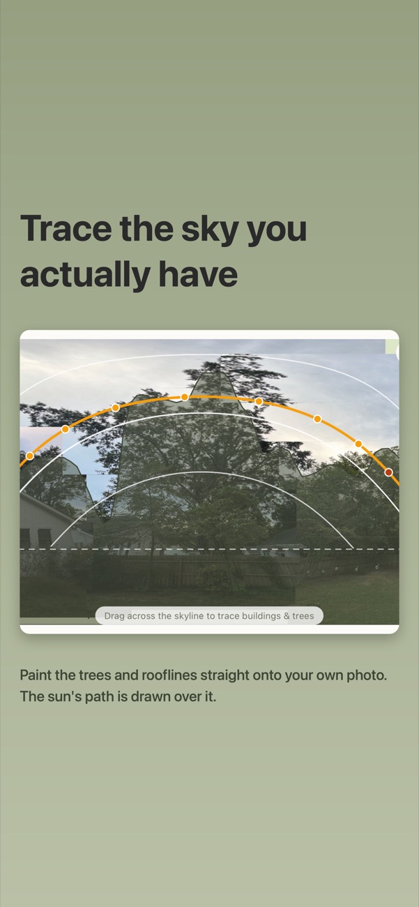Deconstruct Sun screenshot: Trace trees and roofs over your photo