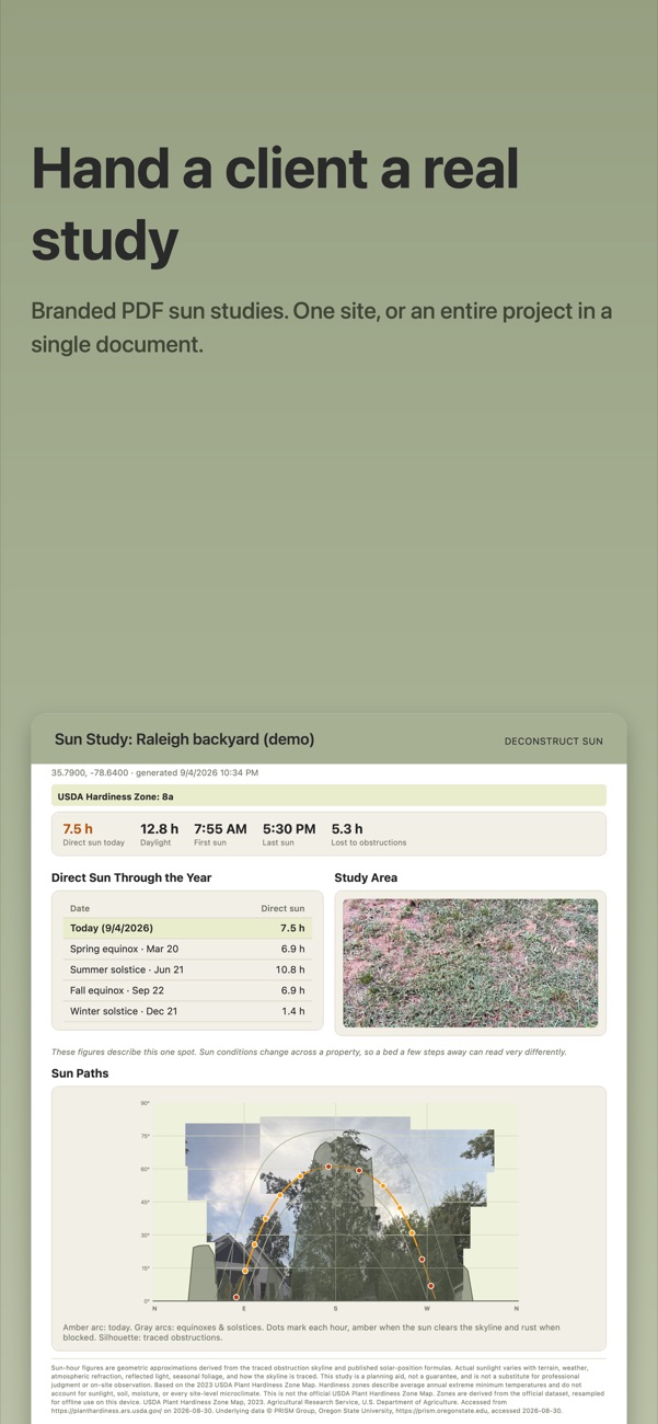 Deconstruct Sun screenshot: Share a PDF sun study